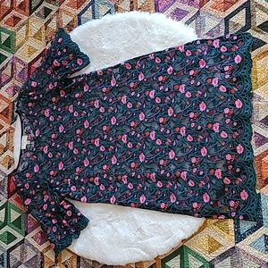 Moulinette Soeurs Anthropologie Colorful Embroidered Floral Sheer Dress